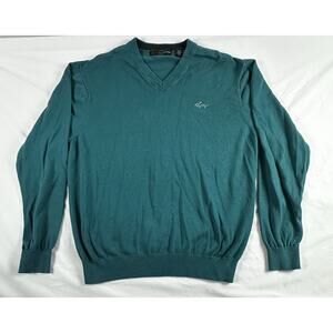 Greg Norman Med Pull Over Golf Sweater Long Sleeve V Neck Jade Green Large